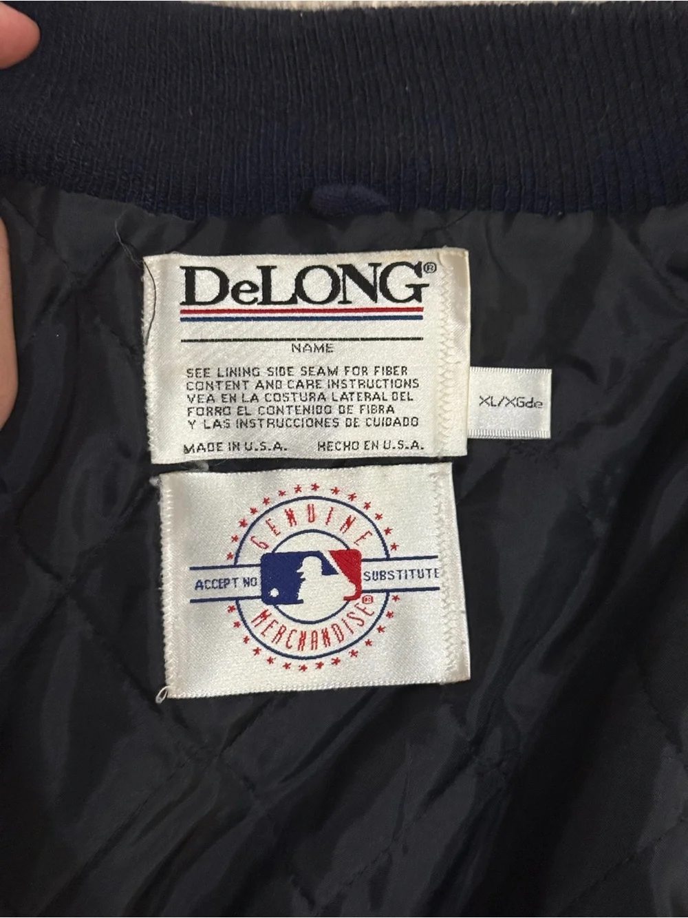Vintage DeLONG New York Yankees Wool Leather Varsity Jacket XL Made USA 90s